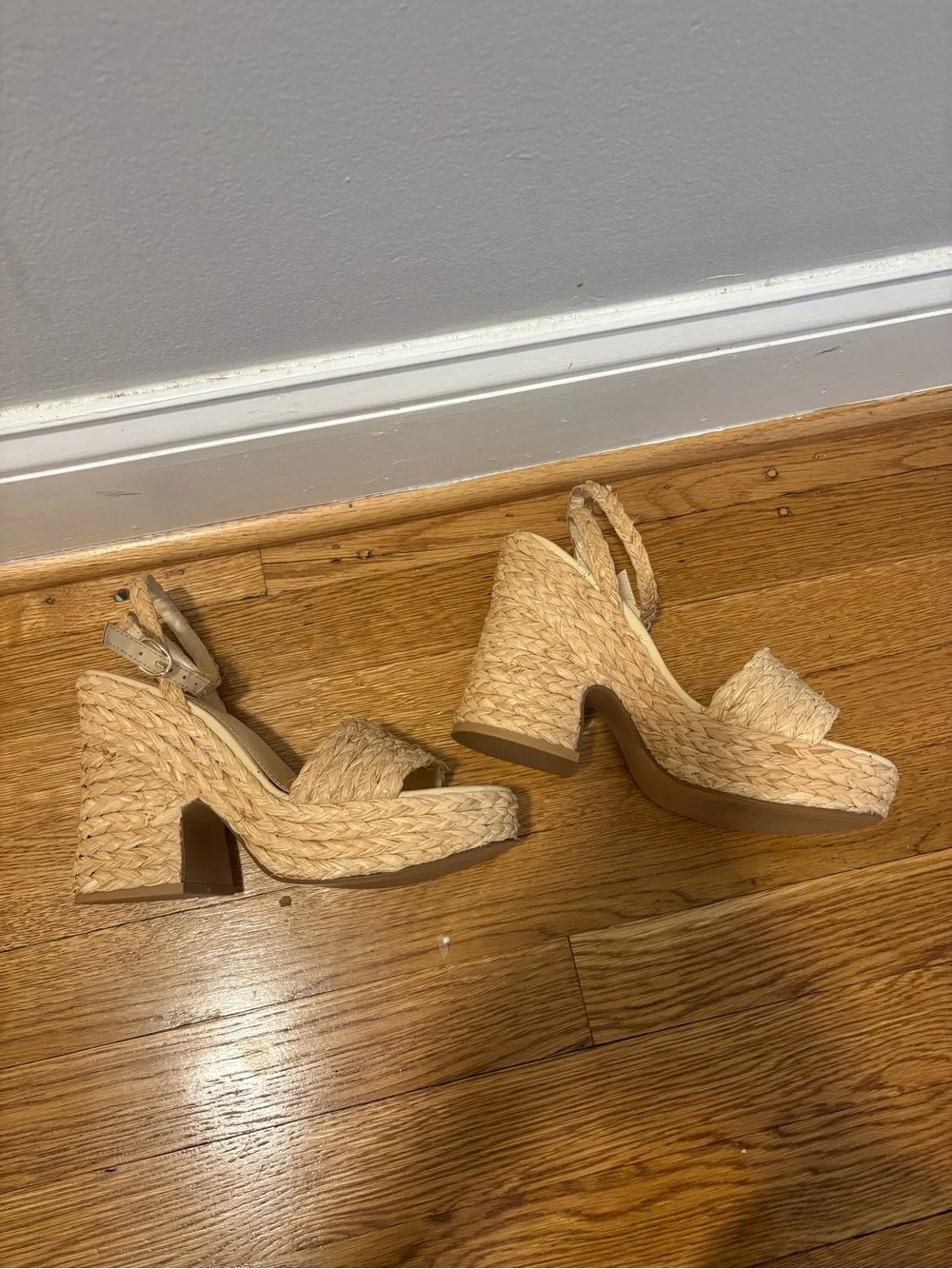 Mango Woven Platform Ankle-Strap Sandals - Tan